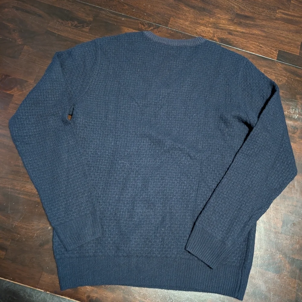 Armani Jeans Navy V-Neck Sweater, Cashmere/Wool Blend, Men's Large